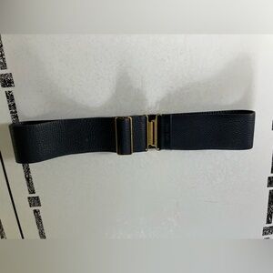 Miu Miu navy pebbled Leather Belt with brass Buckle
